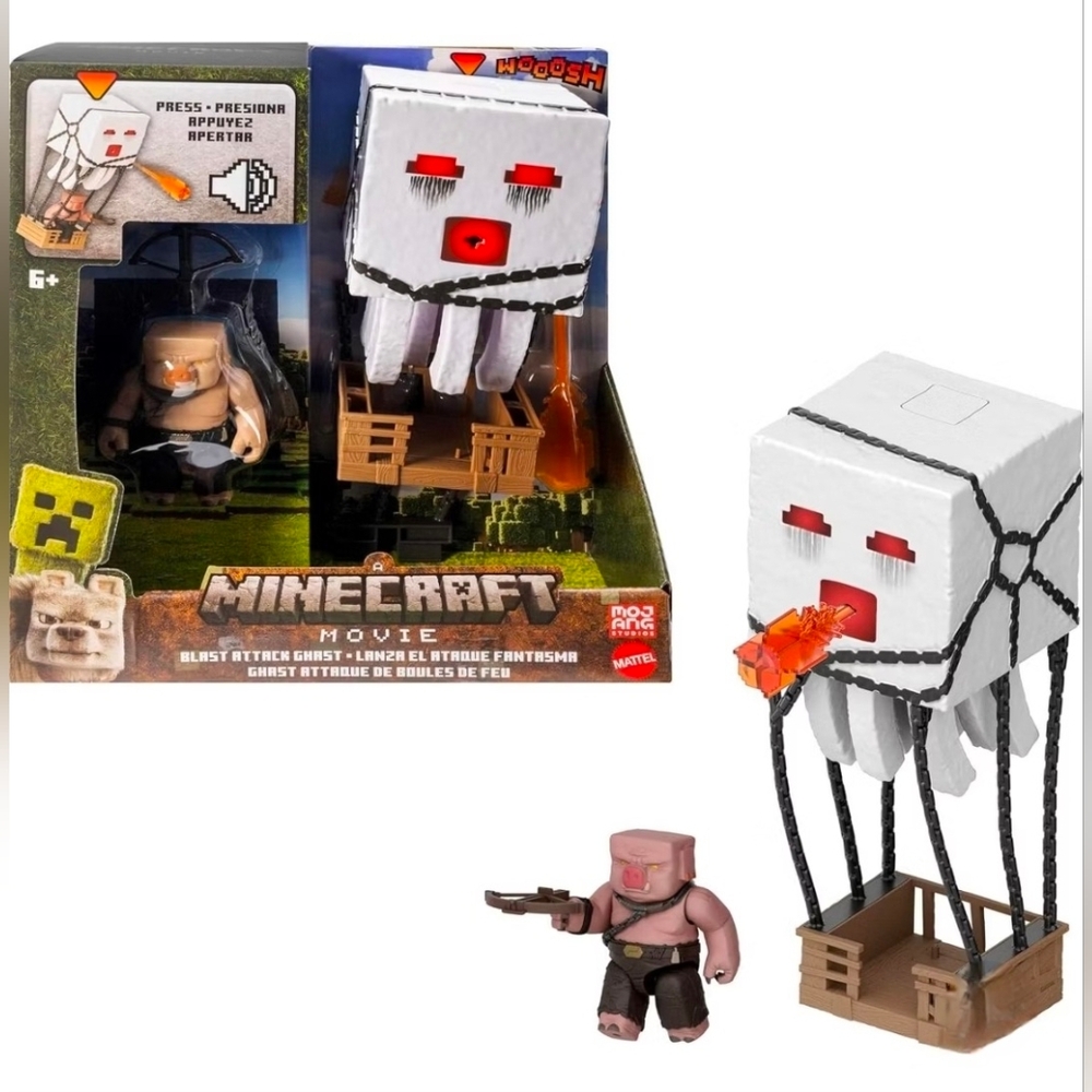 Minecraft Blast Attack Ghast Action Figure Playset – Movie-Inspired Toy with Acc